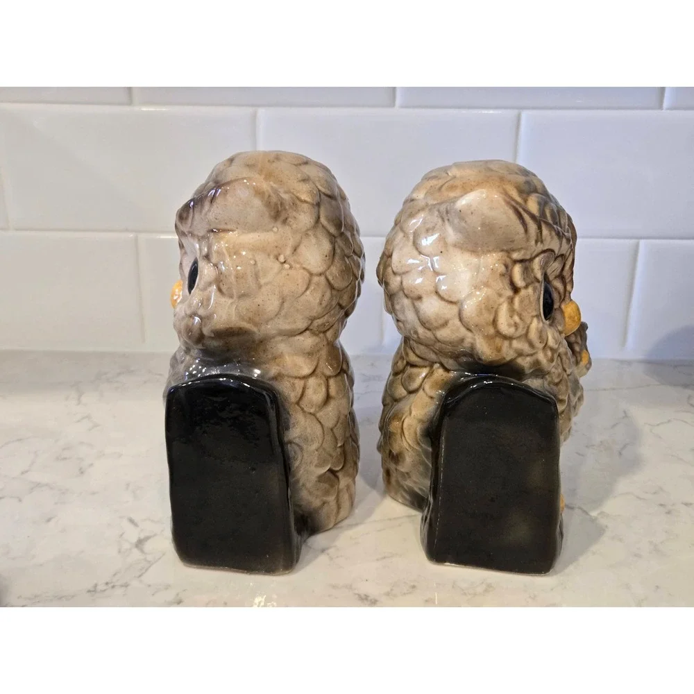 Unbranded Owl Bookends Unisex OS Brown Good Vintage Ceramic Mother Baby Set - Picture 2 of 13